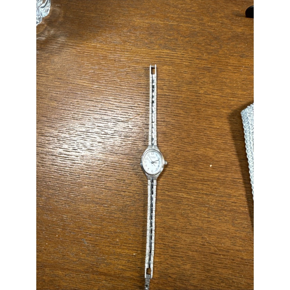 Vintage Caravelle By Bulova Oval Silver Tone Petite Dainty Women's Watch